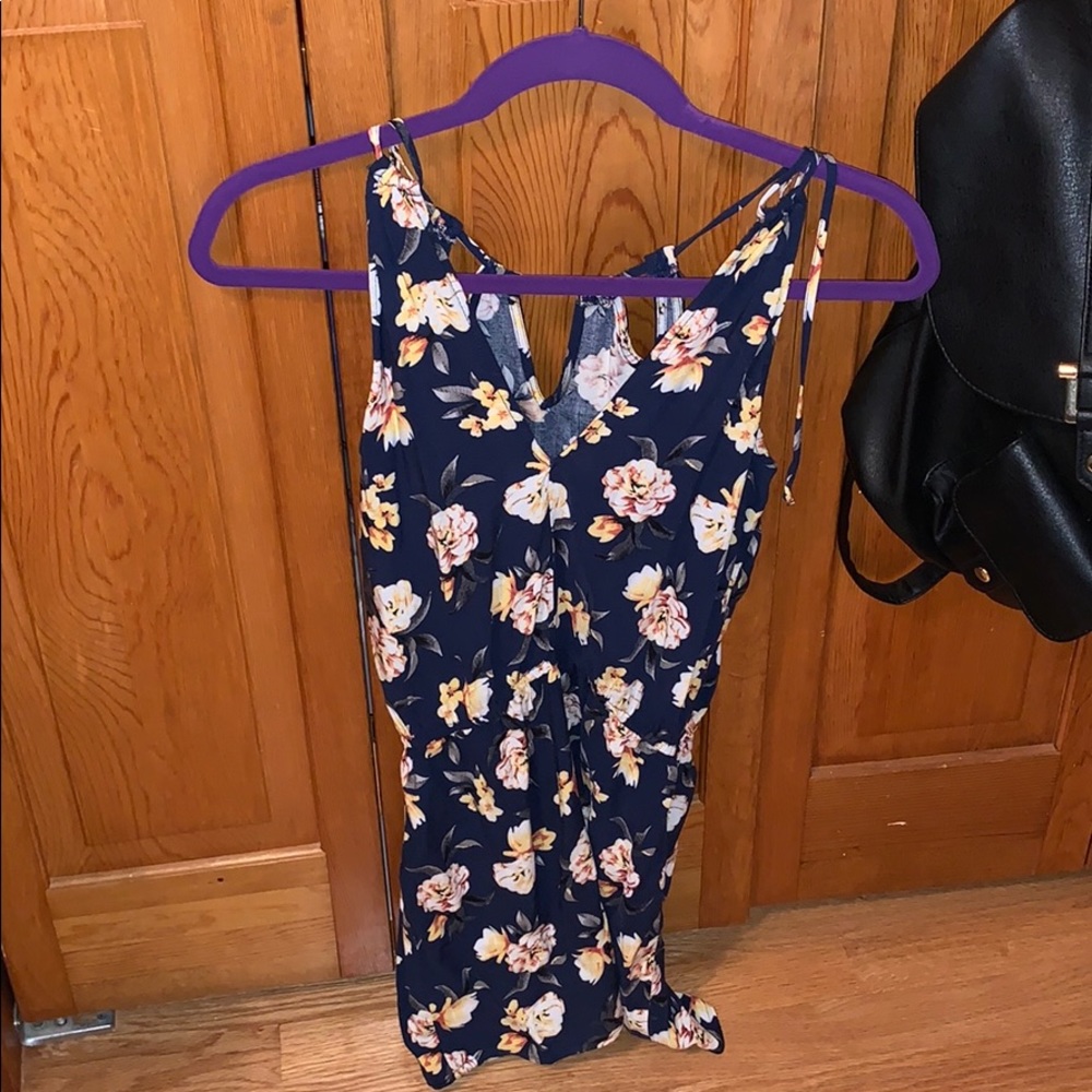 Navy floral romper